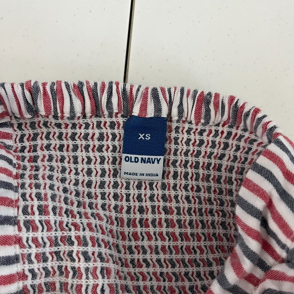 Old Navy Fit & Flare Short-Sleeve Striped Tie-Back Midi Dress Women's XS Red - Picture 8 of 9